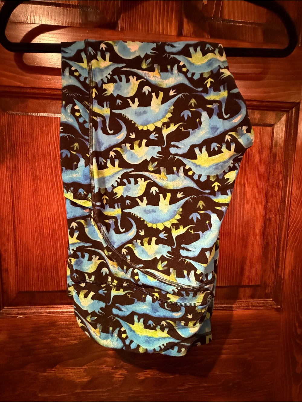 Blue & Yellow Dinosaur Print Leggings